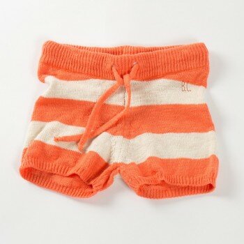 RED KNITTED STRIPES SHORTS BY BOBO CHOSES